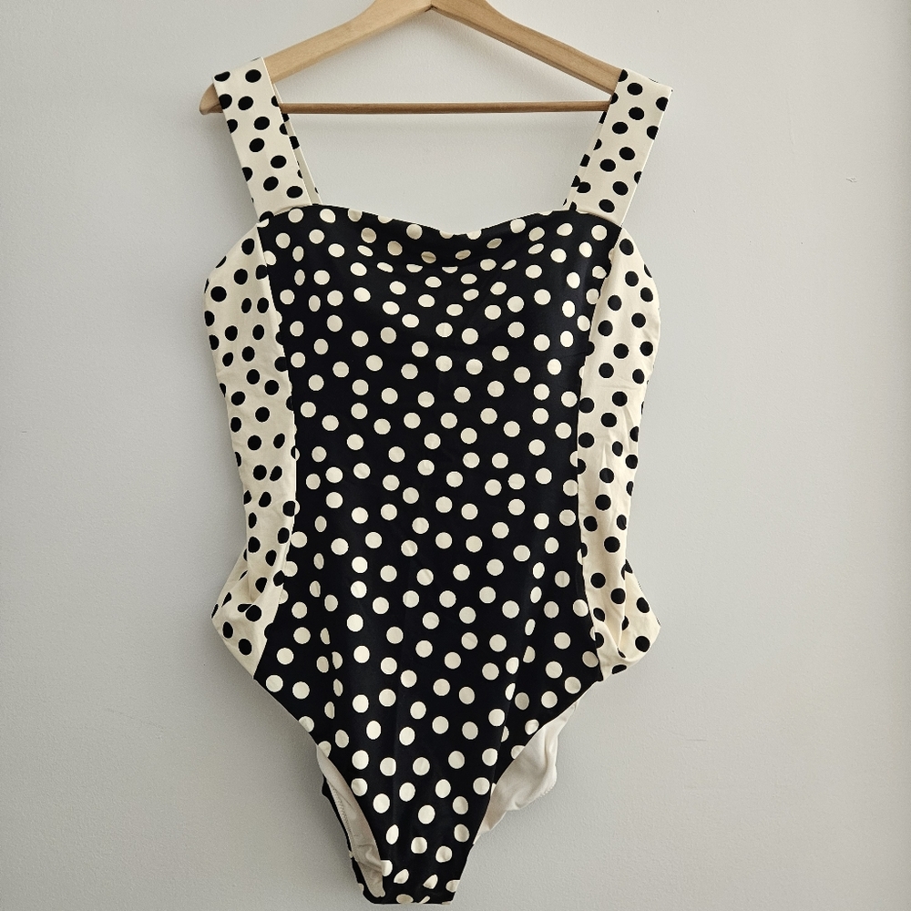 Lands' End Long Torso Square Neck High Leg One Piece Swimsuit Size 18L